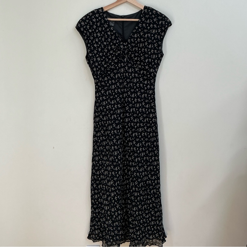 Vintage Jones Wear Black White Pattern Maxi Dress Size 10